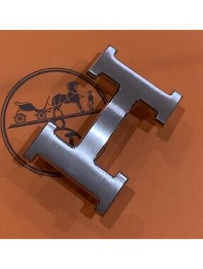 38mm H Herme Belt Buckle Silver   Brushed Constance Pouch New  Hermes